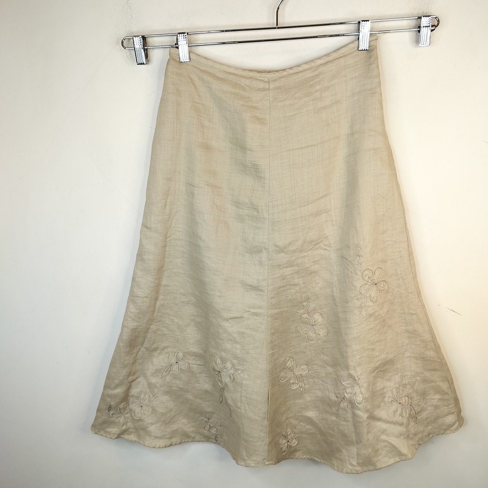 Outfit JPR Embroidered Midi Skirt 8 Womens Ramie Floral Cottagecore Eco Nature